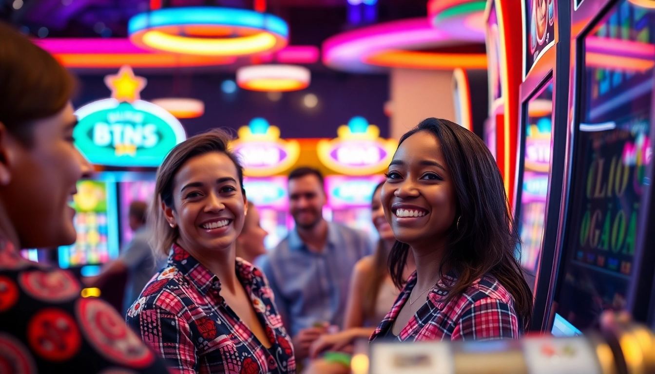 Experience the thrill of winning at Online slots Uk with diverse players celebrating their victories.