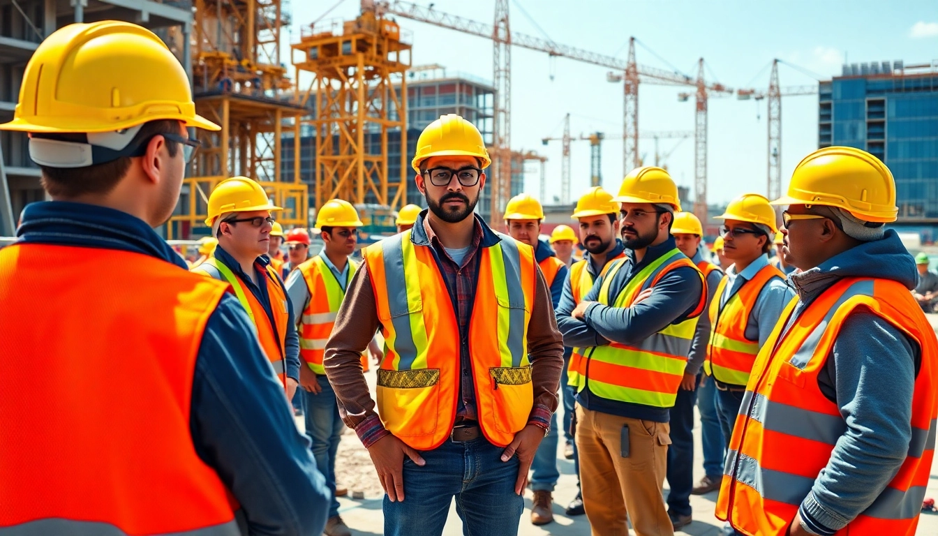 Engaging construction site safety training session emphasizing safe practices with workers in focus.