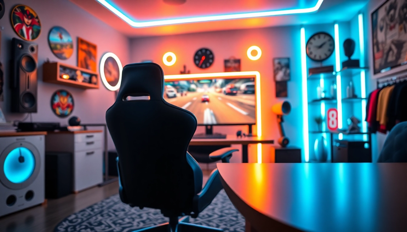 Engaging gaming setup featuring https://rusia777.com with vibrant LED lights and high-resolution game display.