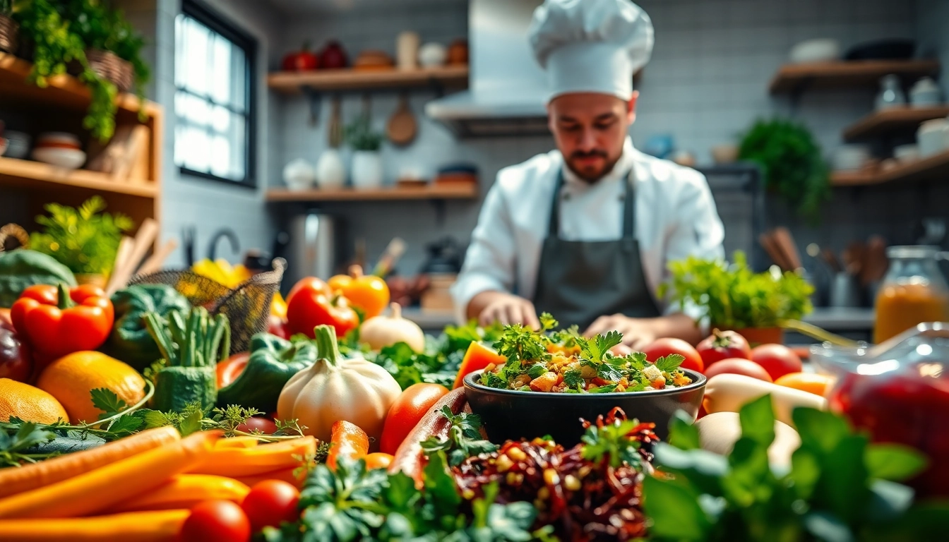 Enhance your cooking skills with dishfacts as a chef prepares fresh ingredients.