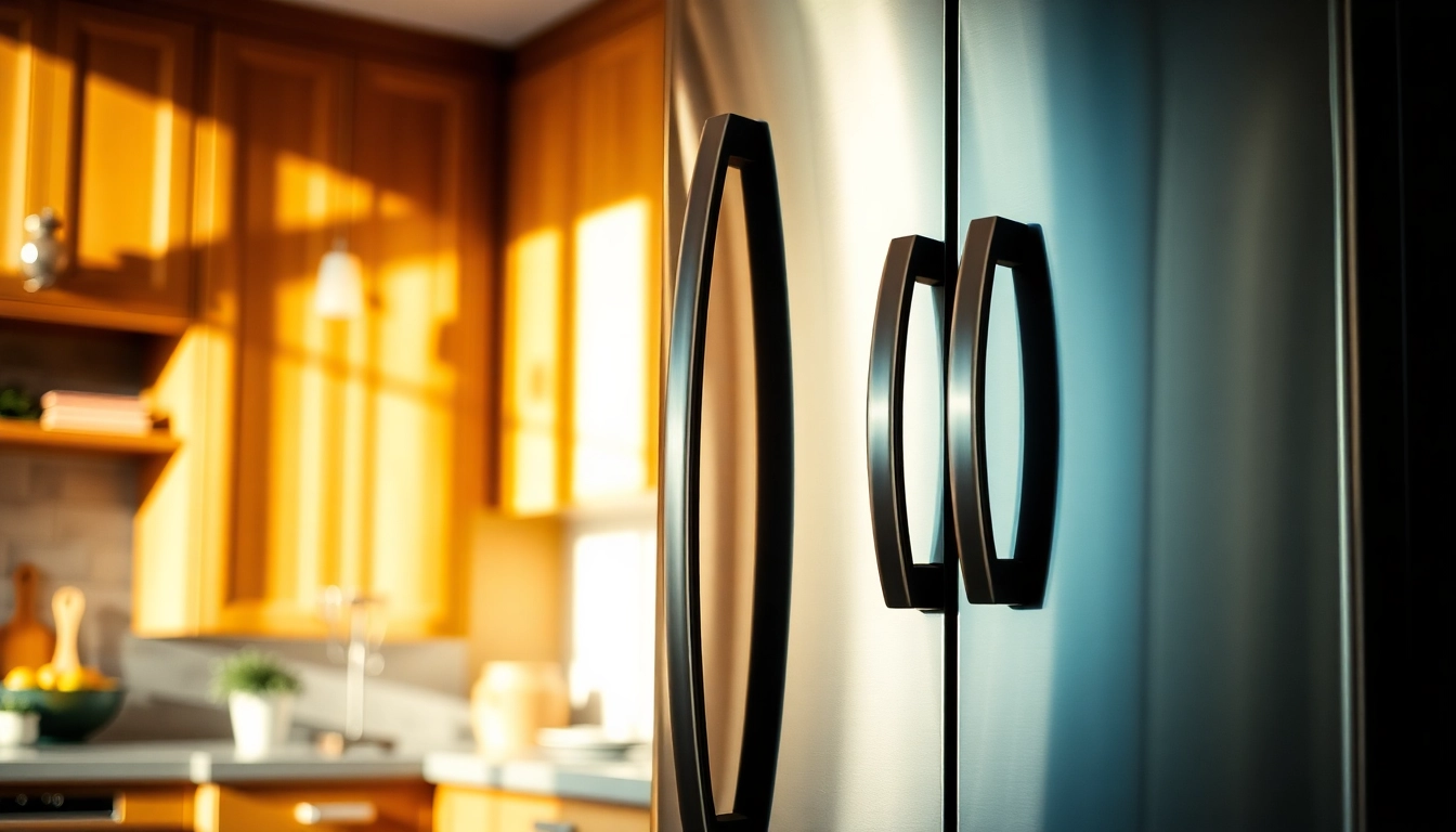 Refrigerator featured in a modern kitchen with stainless steel finish and natural lighting.