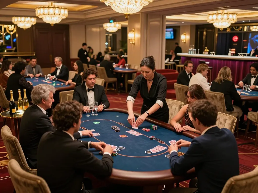 Engaged players at VIP poker tables in a luxurious casino showcasing the exclusive vipwin gaming experience