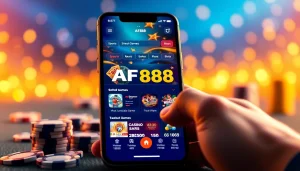 Explore the AF88.com online betting platform with vibrant design, showcasing mobile app gaming options.