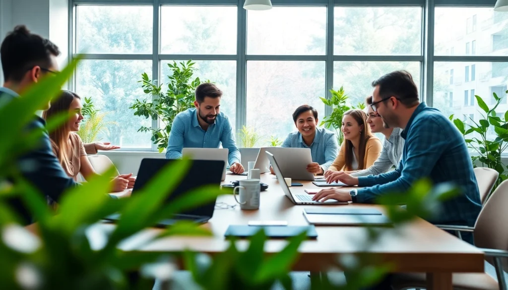 Dynamic collaboration among IT Companies team members in a modern office setting.