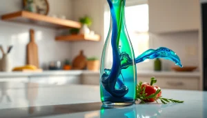 Flüssigkeit in einer eleganten Flasche, frisch und einladend, mit fruchtigen Akzenten.