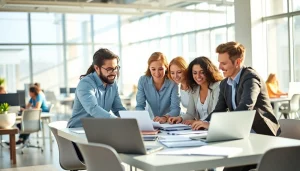 Explore new hire jobs with a professional team collaborating in a bright office environment.