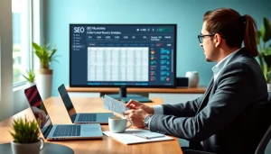 Analyze thin content penalty recovery strategies with a focused marketer in a vibrant office.