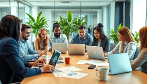 B2B mystery shopping team engaging in collaborative analysis during a meeting.