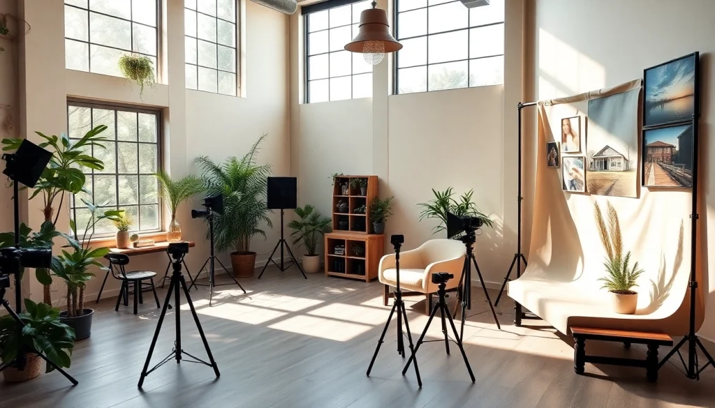 Tampa photography studio showcasing diverse setups for portrait, food, and commercial photography.