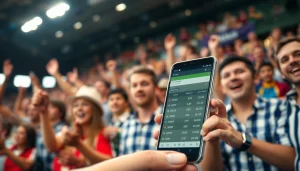 Showcasing the best sports betting sites in India with a smartphone at a sports event.