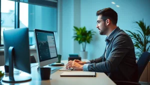 Flipping immobilier : un investisseur efficace utilisant des outils d'analyse pour maximiser ses bénéfices.