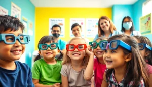 Children actively participating in Our Children's Vision programs for eye health.