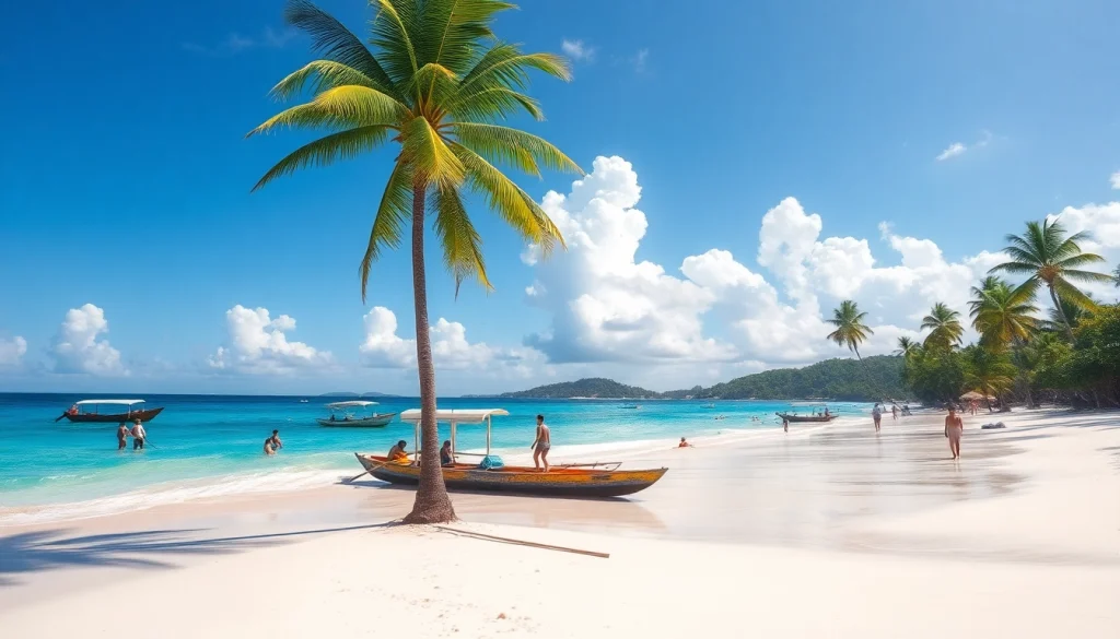 Clima em Paripueira ilustrado com uma cena de praia vibrante, águas turquesas e céus ensolarados.