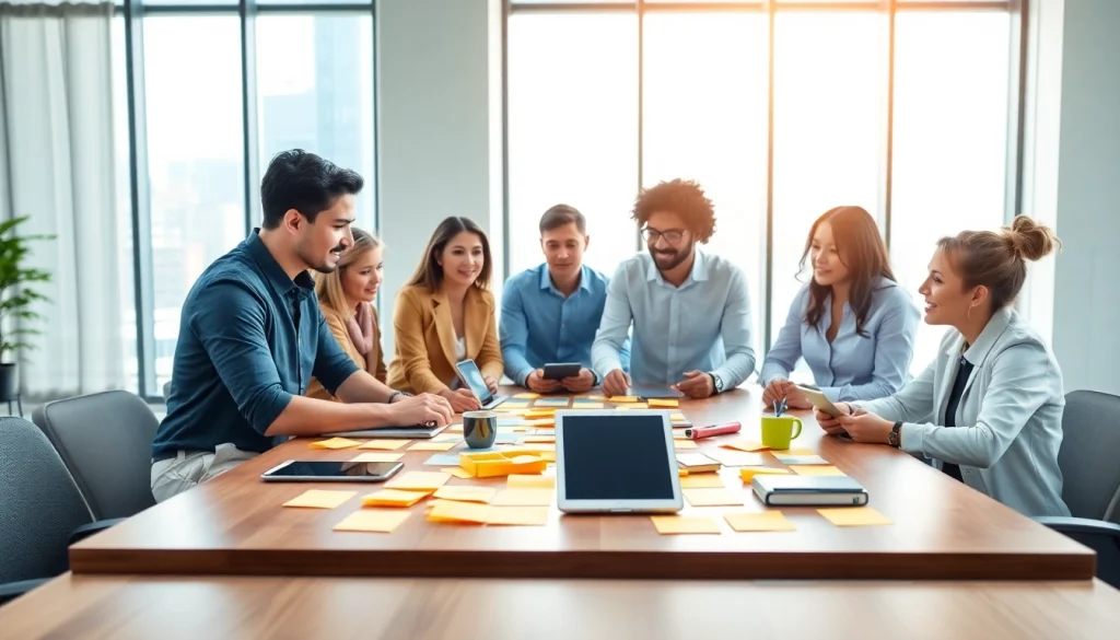 Engaged team collaborating at https://fhpts.com in a bright office environment.