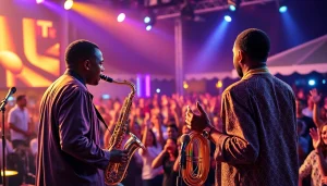 Experience kora live music with vibrant artists performing at a lively festival.