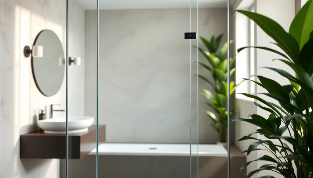 Paroi de douche élégante dans un environnement de salle de bain moderne.