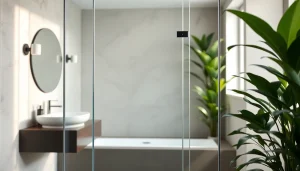 Paroi de douche élégante dans un environnement de salle de bain moderne.