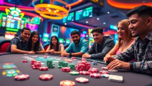 Bergabunglah dalam permainan Domino88 poker game yang seru dengan suasana kasino virtual yang penuh warna.