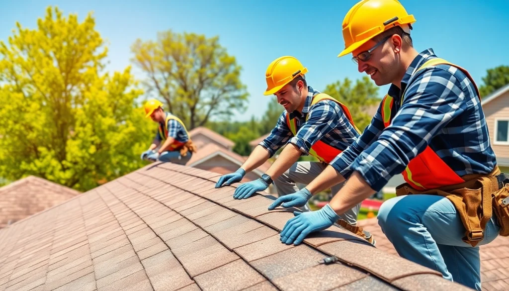 Trustworthy Twin Shield Roofing team installing high-quality roofing on a residential home.