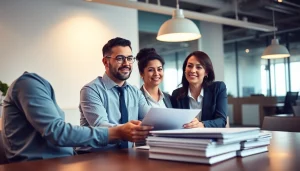 M&A & incorporation lawyers Gurgaon consulting clients in a modern office environment with legal documents.