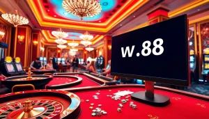 Experience the excitement of gambling with the link w88 displayed in a dynamic casino setting.