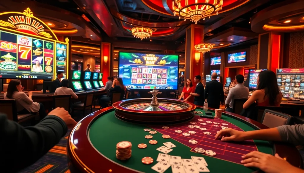 Experience thrilling gameplay with https://kkwin68.info/ featuring vibrant poker tables and a luxurious casino atmosphere.