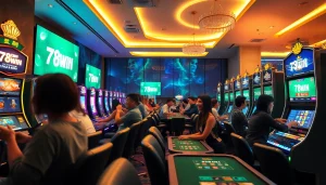 Exciting gaming scene at เจ้ามือรับแทง 78WIN online casino with players engaged in thrilling games.