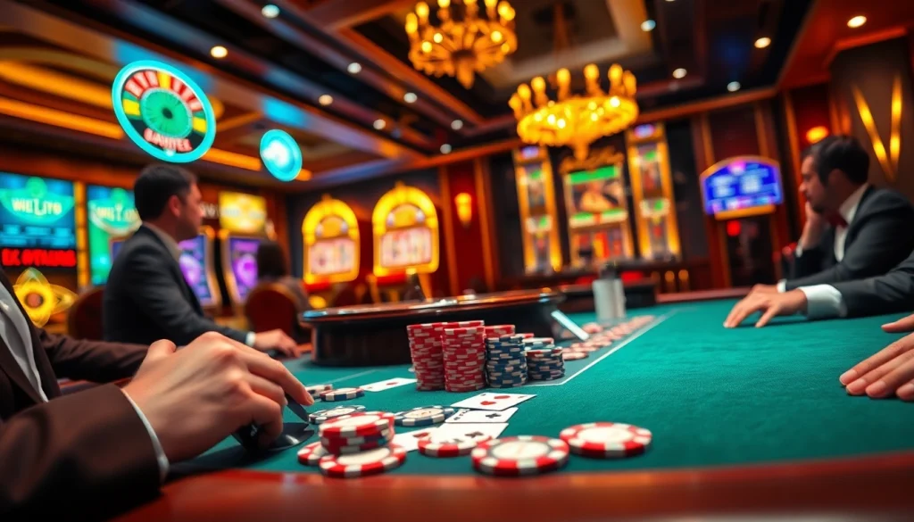 Engage in a thrilling casino experience with the poker table scene from https://topclub.space/ featuring vibrant chips and cards.