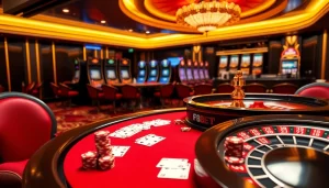 Experience the thrilling atmosphere at F88BET's luxury casino with vibrant games and elegant decor.