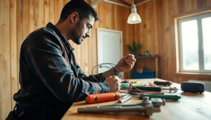Illustration of an electrician apprenticeship in Hawaii, showcasing practical wiring installation skills.