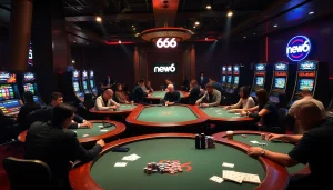 Experience thrilling gaming strategies at new66 casino with vibrant poker tables and exciting slot machines.