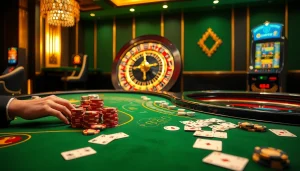 Engage with XN88 BET at a luxurious casino featuring dynamic gaming tables and vibrant atmosphere.