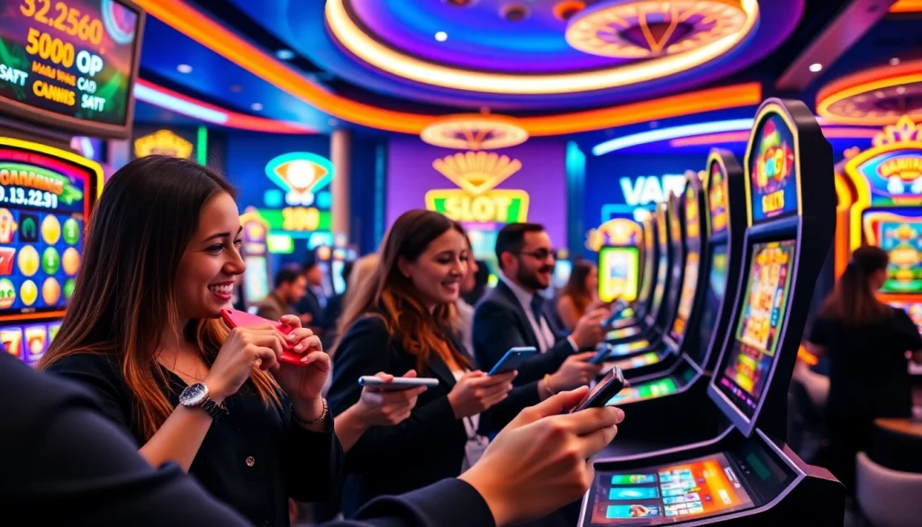 Menampilkan pemain situs judi bermain slot online dengan antusiasme tinggi.