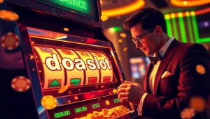 Engaging player enjoying the excitement of doaslot slot in a luxurious casino setting.