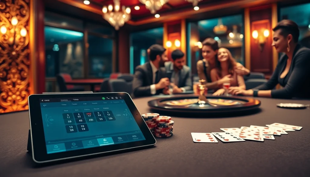 Engaged players at เจ้ามือรับแทง F168 enjoying professional casino games in a luxurious setting.