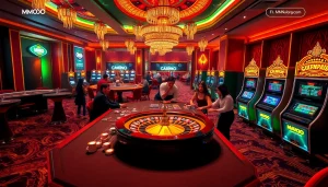 Exciting scene at Trang chủ MMOO showcasing vibrant casino games and players enjoying gambling.