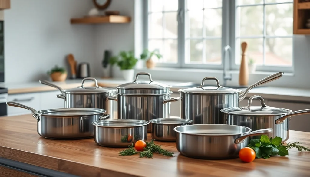 Shop high-quality cookware NZ in a beautifully arranged kitchen setting.