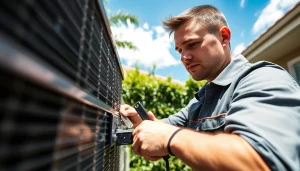 Expert performing AC repair in Phoenix AZ, showcasing hands-on service and attention to detail.