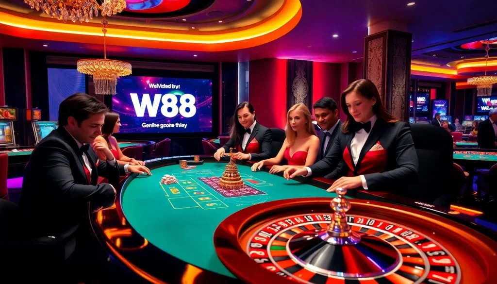 Trải nghiệm cảm giác hồi hộp của roulette với liên kết W88 được hiển thị nổi bật, thể hiện sự hưng phấn của trò chơi đẳng cấp.