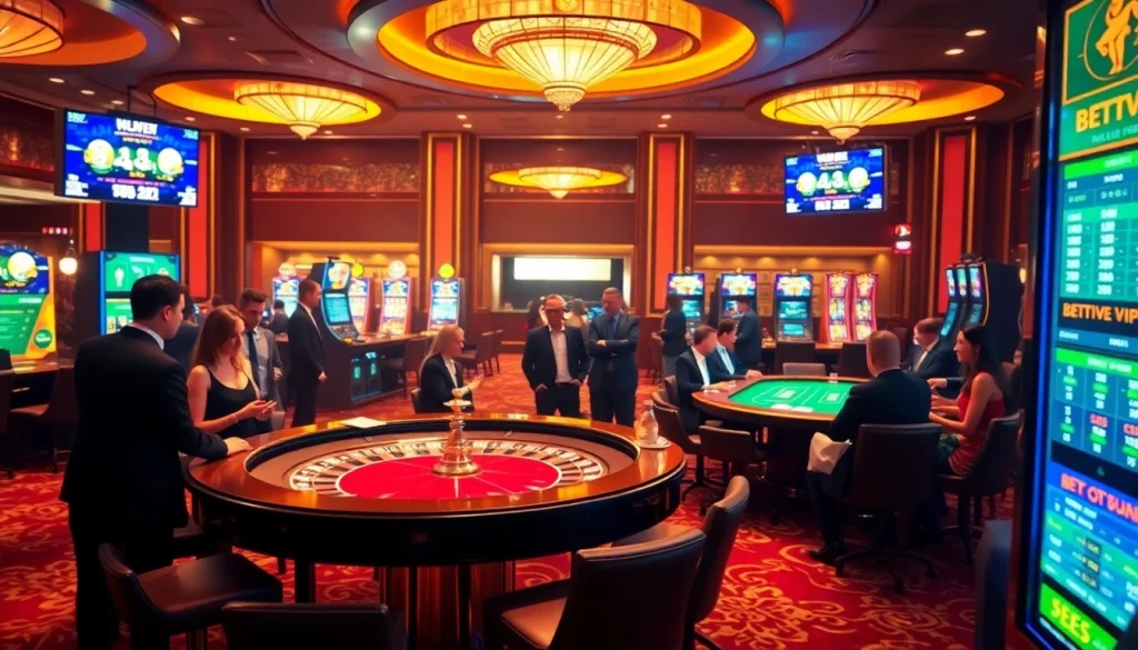 Người chơi tham gia các trò chơi cược cao tại casino Bet VIP.