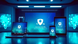 快连VPN interface displayed on devices, symbolizing secure and fast connectivity.