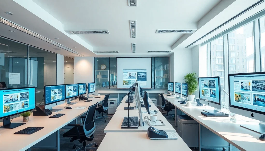 Innovative office space for thiết kế web with modern tools and collaborative atmosphere.