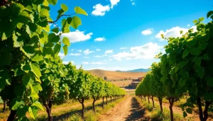 Stunning view of Sacramento Wineries capturing lush vineyards and rustic winery buildings.