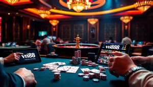 Experience the thrilling atmosphere of gambling at VN88 casino tables.
