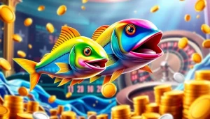 Engaging in bắn cá đổi thưởng with vibrant underwater visuals and luxury casino elements.