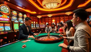 Players winning at the RR88 casino roulette table with vibrant colors and rich textures.