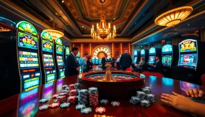 Rasakan kegembiraan menang di slot pulsa dengan mesin berwarna-warni dan pemain yang antusias.