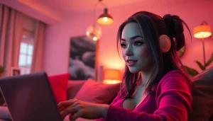 Flirtatious NSFW AI interaction in a cozy living room setting