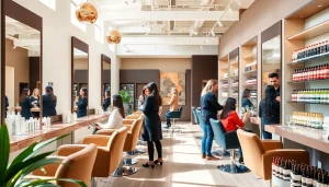 Best hair salon San Diego interior with stylish decorators, welcoming atmosphere, and eco-friendly products.