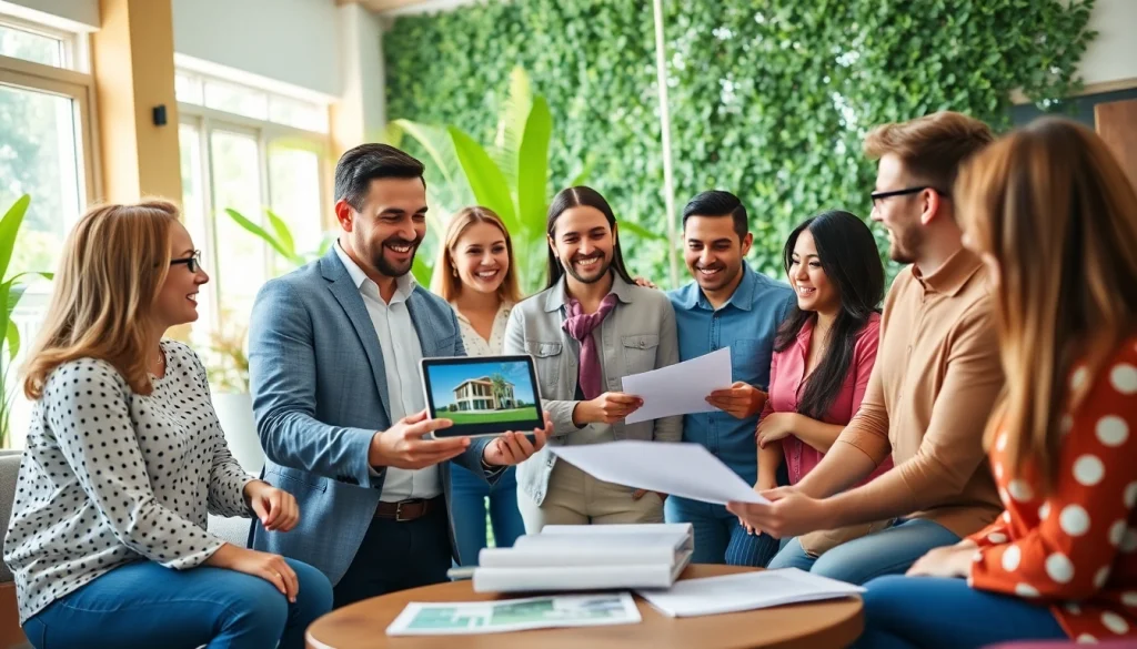 Engaging real estate consultation at www.tbplhomes.com with a dynamic agent and enthusiastic clients.